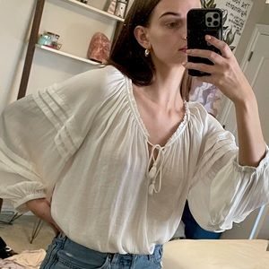 Free People White Blouse Bodysuit